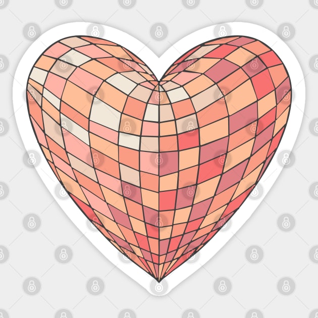 Heart Shaped Disco Ball - Peach Fuzz Sticker by julieerindesigns